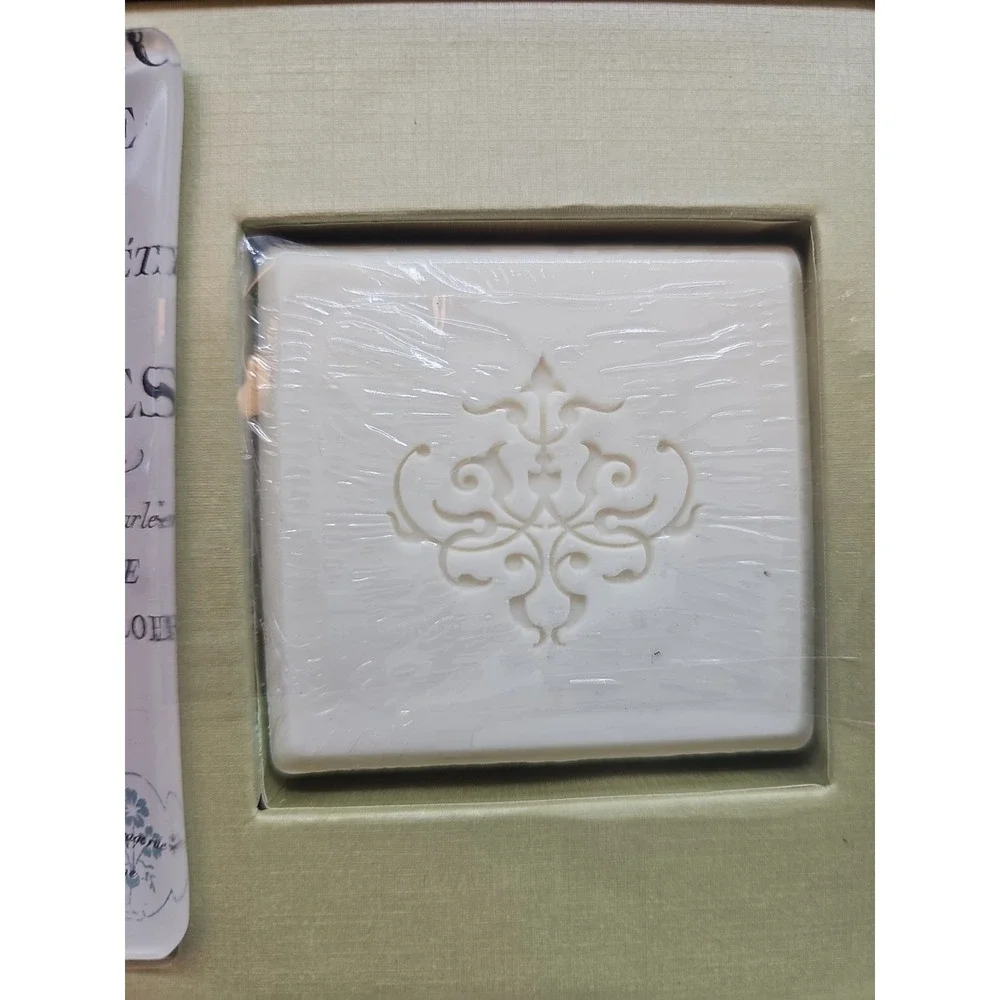 Fringe Tray & Soap Set Pink Rose New